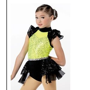 Weissman Neon Lime and Black Dance Costume